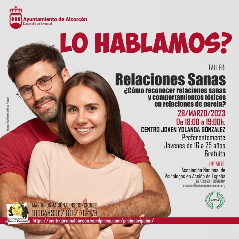 Taller gratuito sobre relaciones sanas y tóxicas en Alcorcón