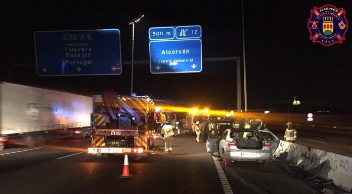 Accidentada noche en la A5 a la altura de Alcorcón
