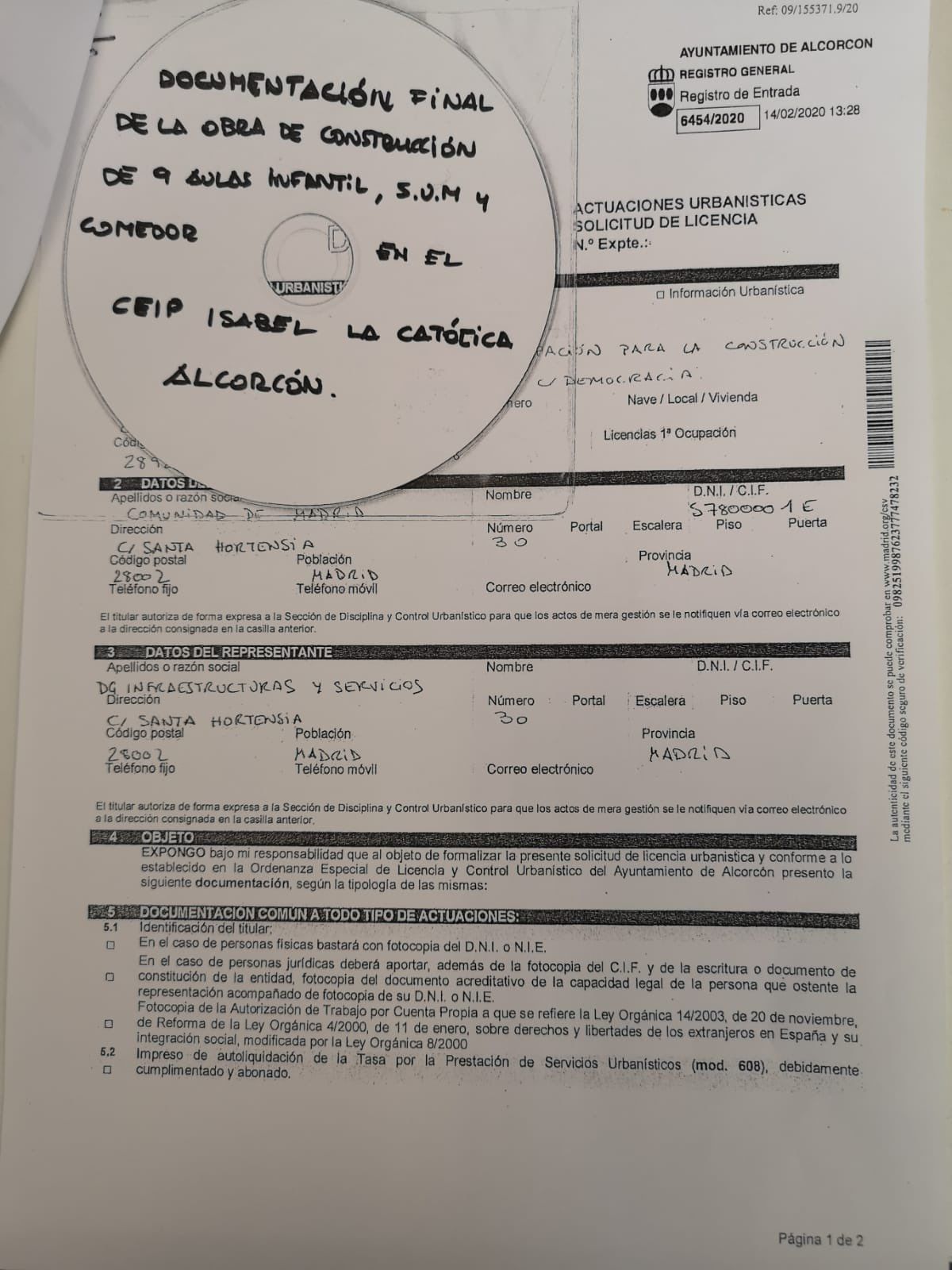 La Comunidad de Madrid ya ha solicitado la licencia del CEIP Isabel La Católica