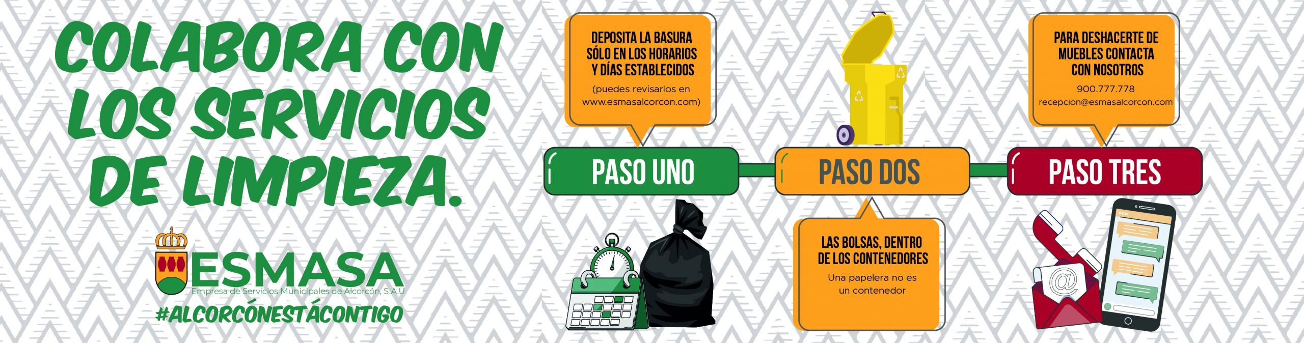“Depositar los residuos en el cubo facilita la desinfección de los compañeros de ESMASA Alcorcón”
