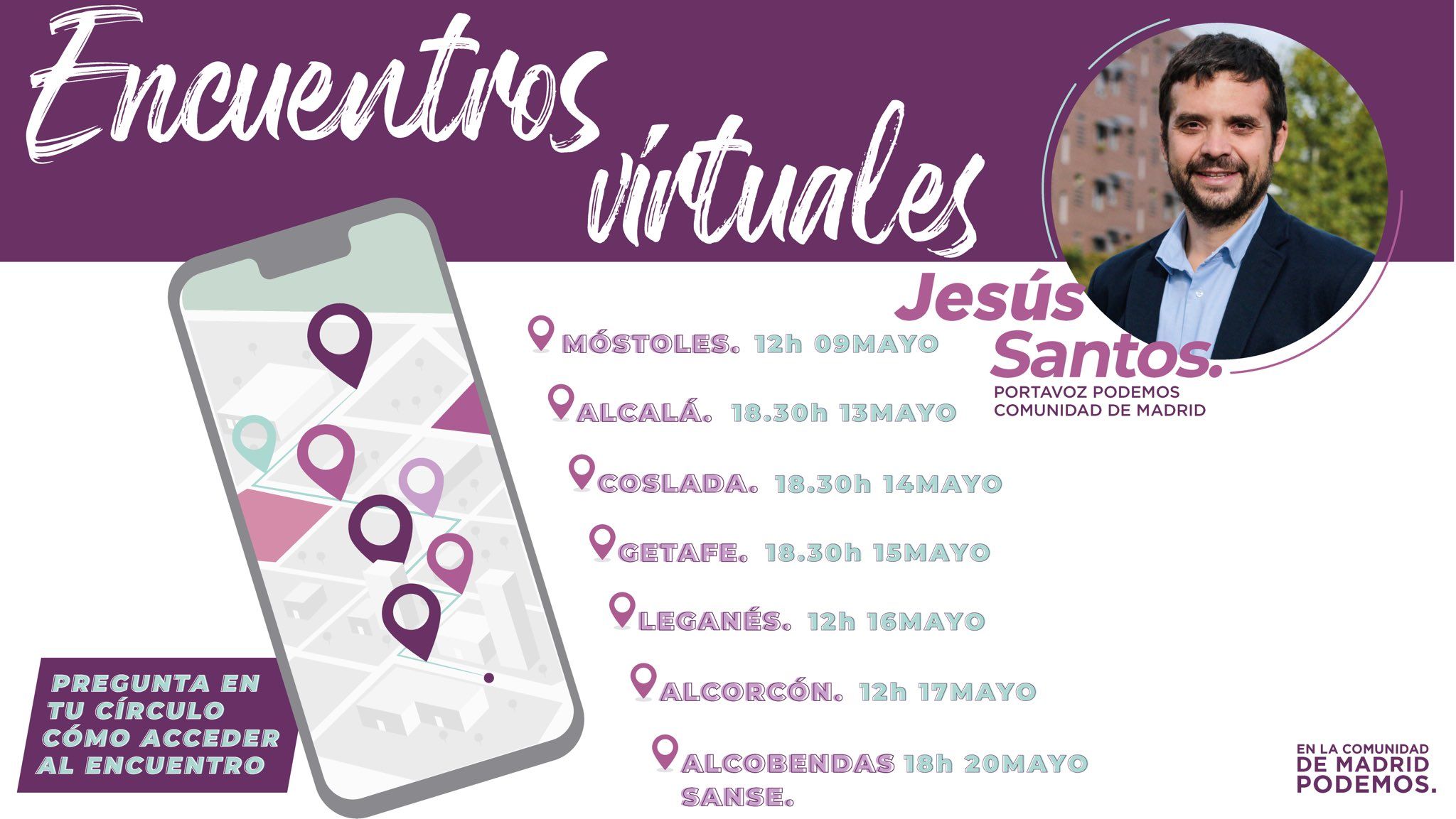 Jesús Santos lleva a cabo diferentes encuentros virtuales como Portavoz de Podemos