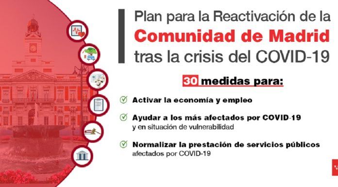 La Comunidad de Madrid presenta el Plan Reactivación tras el COVID-19