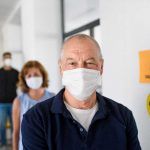 Portrait of people with face masks waiting, coronavirus, covid-19 and vaccination concept.