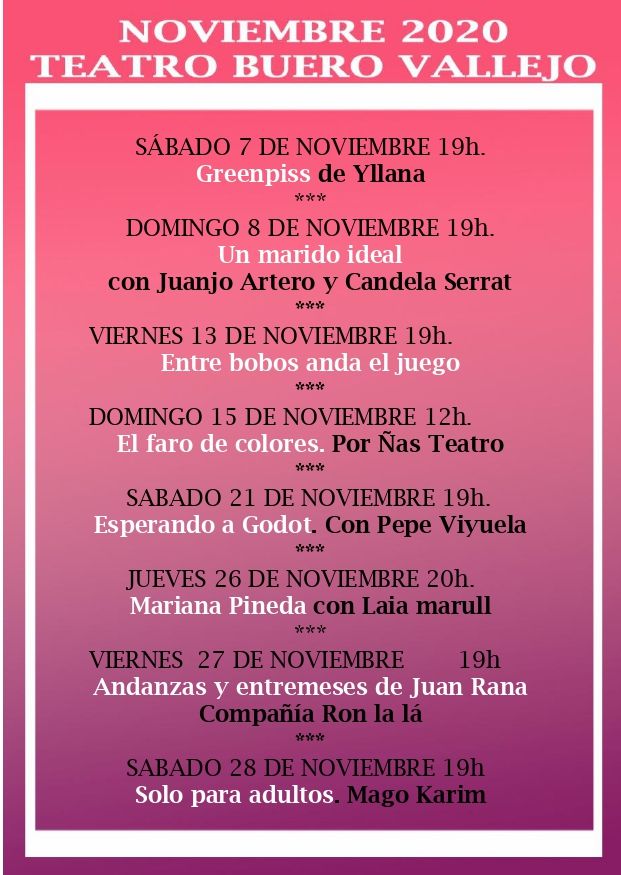 El teatro regresa al Buero Vallejo de Alcorcón el 31 de octubre