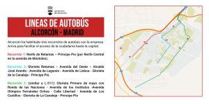 Tres líneas de autobuses recorrerán Alcorcón y llegarán a Madrid mientras dure Filomena