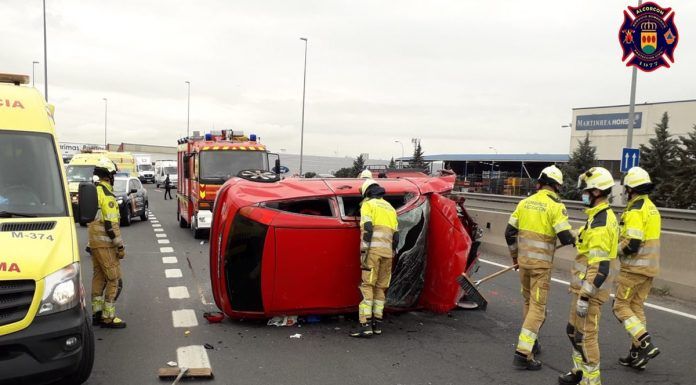 Aparatoso accidente en Alcorcón