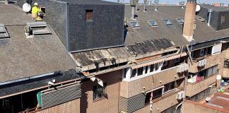 Se cae el tejado de un edificio en Alcorcón