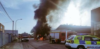 Incendio de un autobús en Alcorcón