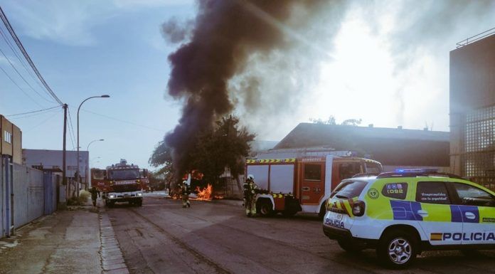 Incendio de un autobús en Alcorcón