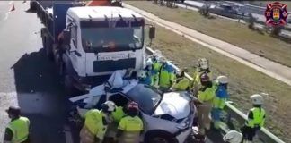 Accidente en Alcorcón entre un camión y dos coches