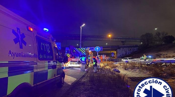 Salida de un vehículo de la vía en la A5 en Alcorcón