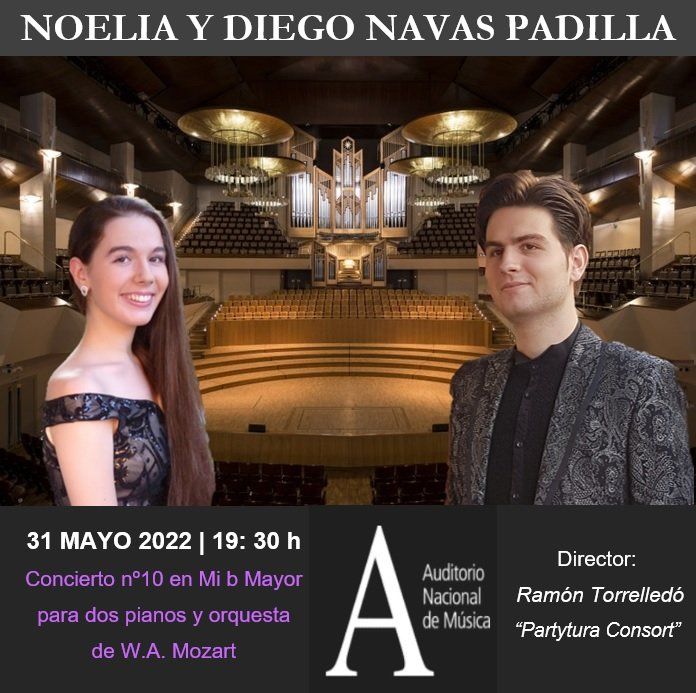 Concierto en el Auditorio Nacional de Noelia y Diego Padilla, los hermanos pianistas de Alcorcón