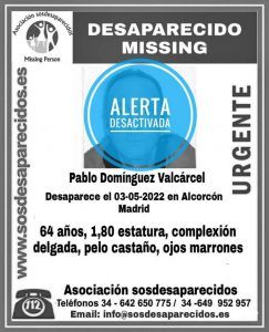 Localizado el varón desaparecido al que se buscaba en Alcorcón