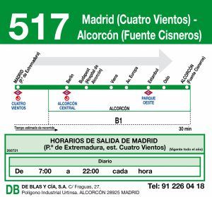 Cambio en el horario de una línea de autobús que conecta Alcorcón con Madrid