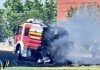 Un gran incendio en la URJC de Alcorcón calcina un camión de Bomberos