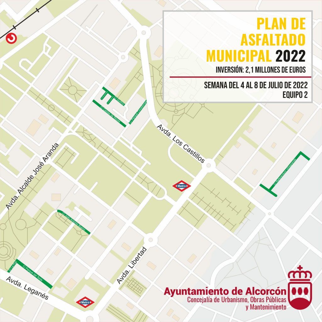 Varias calles de Alcorcón afectadas por el Plan de Asfaltado durante la próxima semana