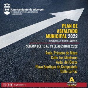 Más calles afectadas por el Plan de Asfaltado en Alcorcón