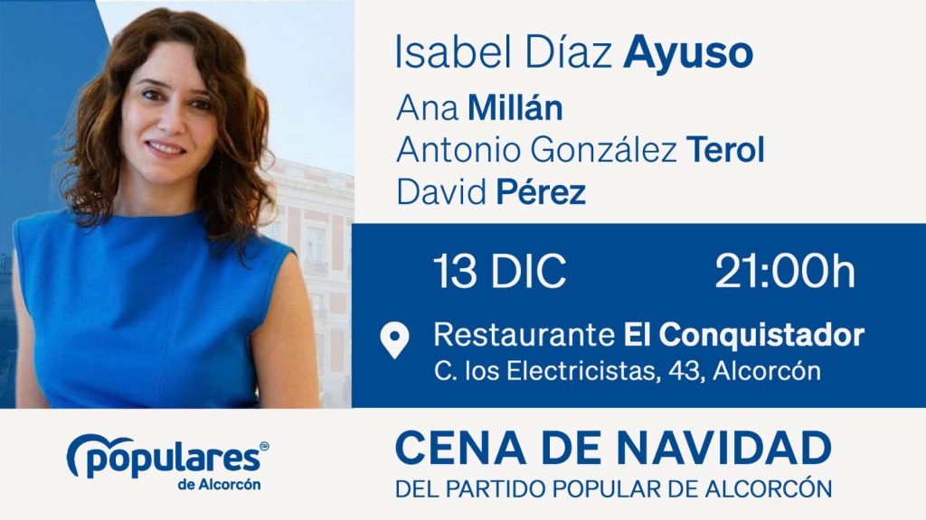 Cena de Navidad del Partido Popular de Alcorcón con Isabel Díaz Ayuso al frente