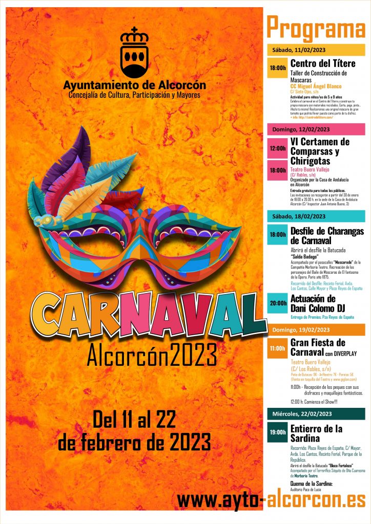 Programa y actividades de los Carnavales de Alcorcón 2023