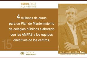 Terol anuncia una inversión 4 millones de euros en los colegios públicos de Alcorcón