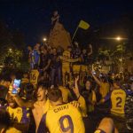 Resaca teñida de amarillo en Alcorcón