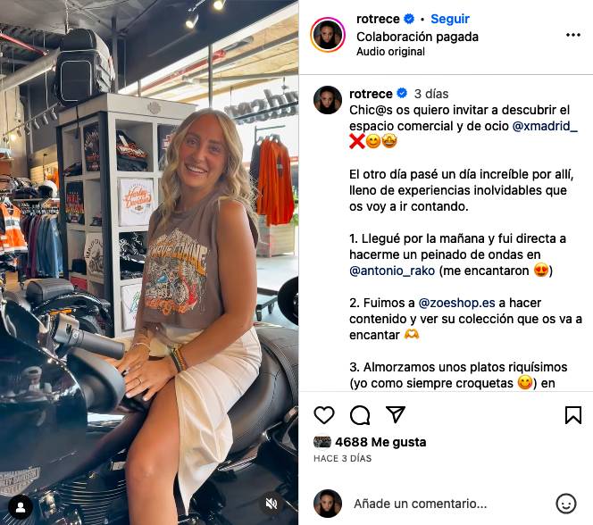 Rocío Flores comparte su visita al X-Madrid de Alcorcón en redes sociales