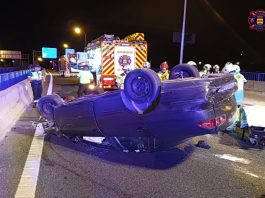 Los bomberos de Alcorcón intervienen en un accidente de tráfico y un incendio