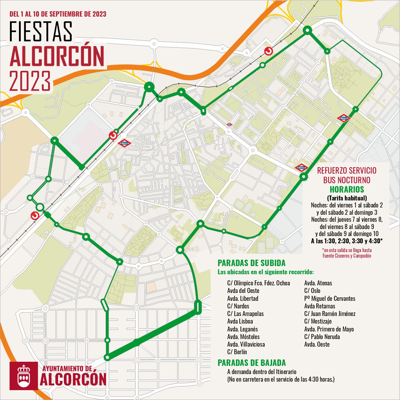 Las Fiestas de Alcorcón 2023 contarán con un servicio nocturno de autobuses