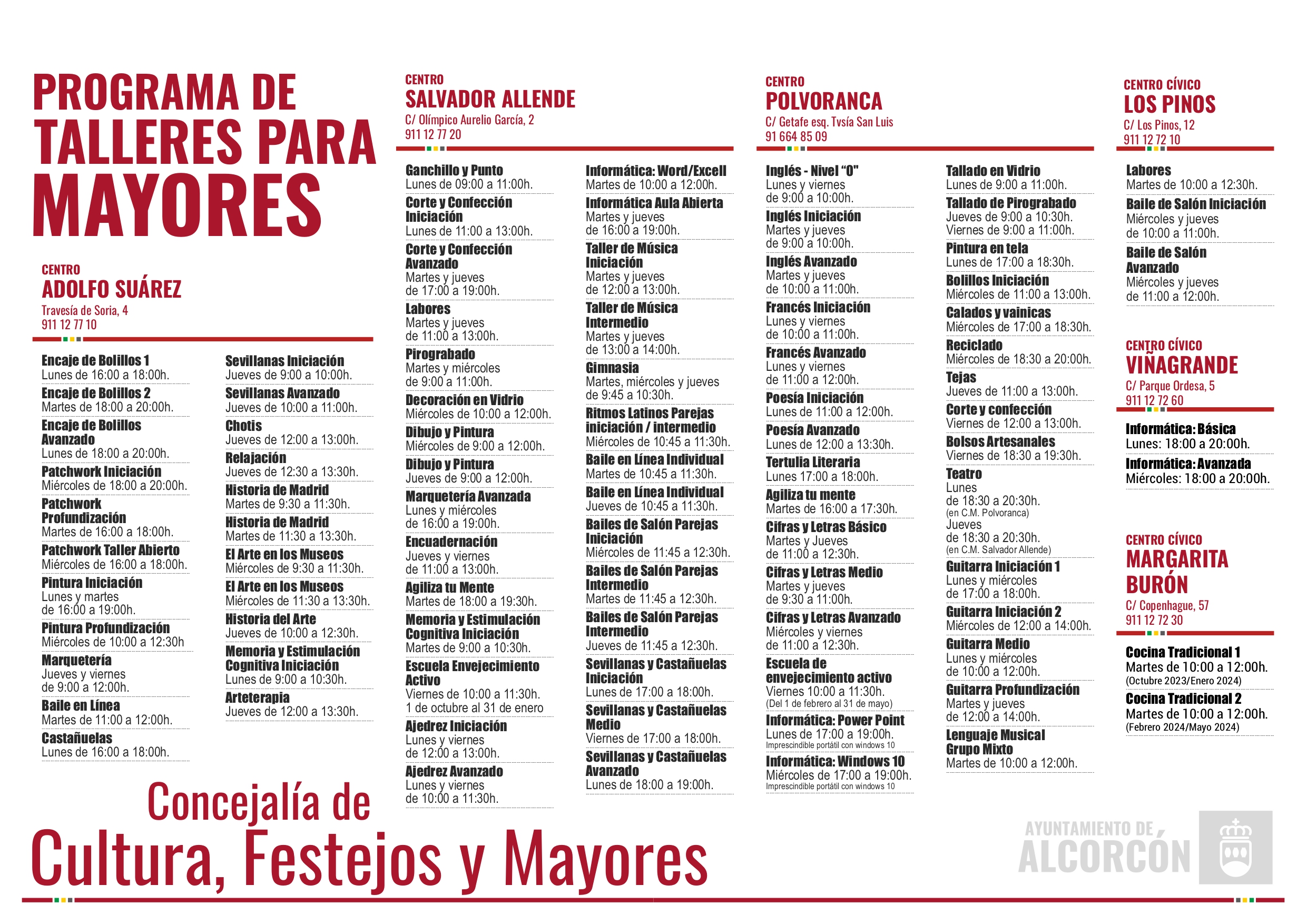 Abierto el plazo para inscribirse en los talleres de Mayores de Alcorcón