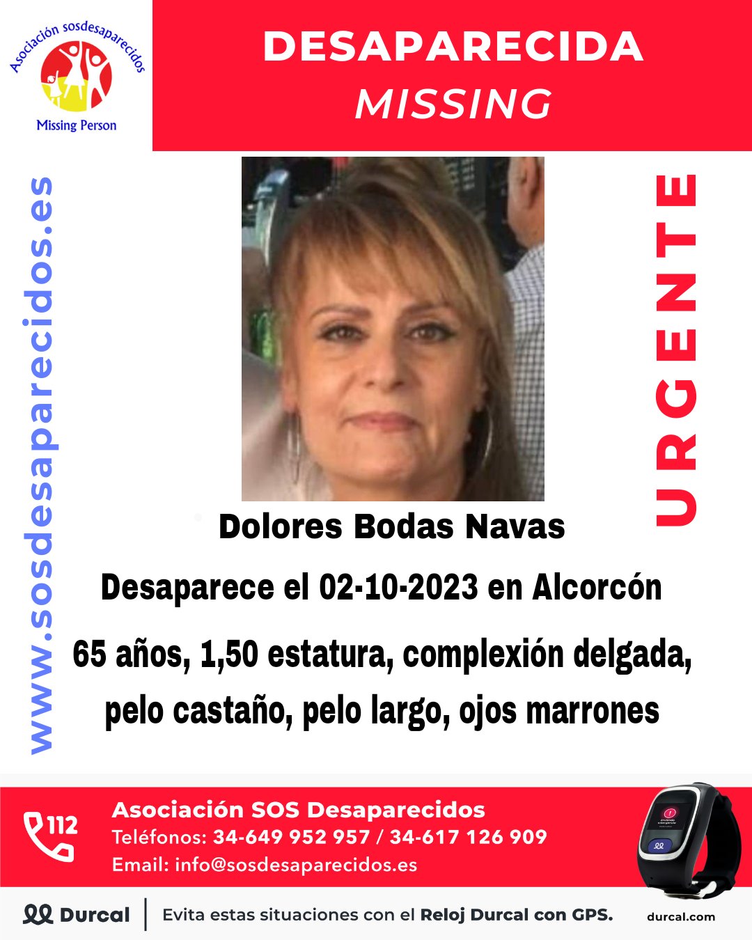Alertan de la desaparición de una señora en Alcorcón