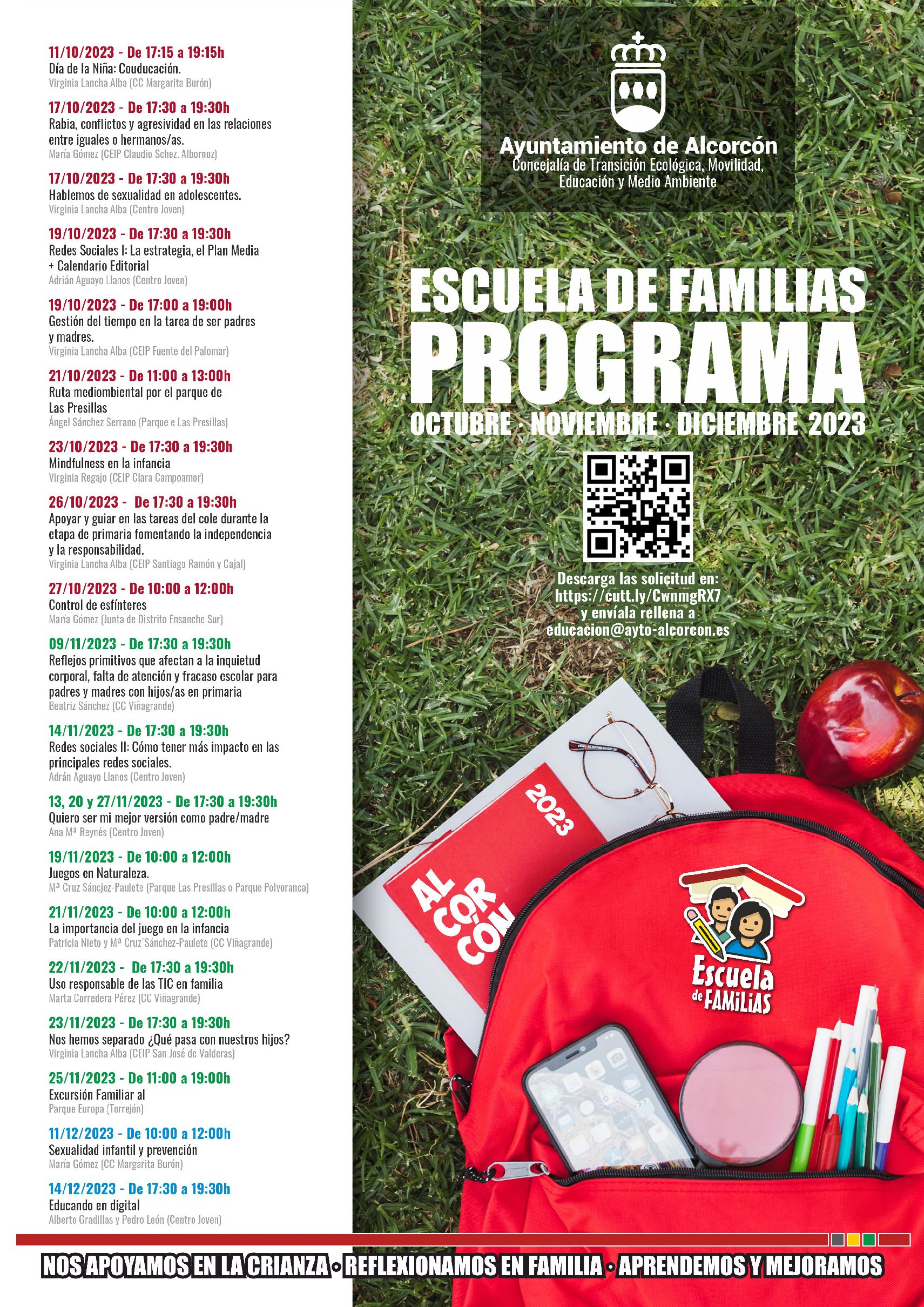 La Escuela de Familias de Alcorcón organiza talleres, cursos y salidas hasta diciembre
