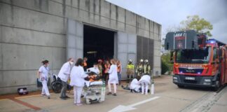 Simulación de incendio en el Hospital de Alcorcón para probar los protocolos