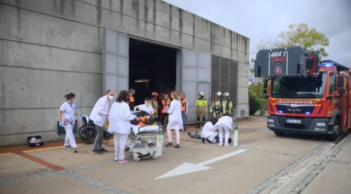 Simulación de incendio en el Hospital de Alcorcón para probar los protocolos