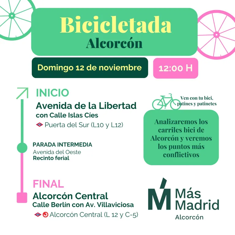Balance de Más Madrid Alcorcón sobre las infraestructuras ciclistas de la ciudad