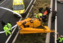 Un helicóptero se estrella en la M-40 en dirección Cuatro Vientos