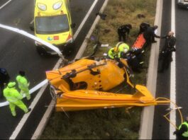 Un helicóptero se estrella en la M-40 en dirección Cuatro Vientos