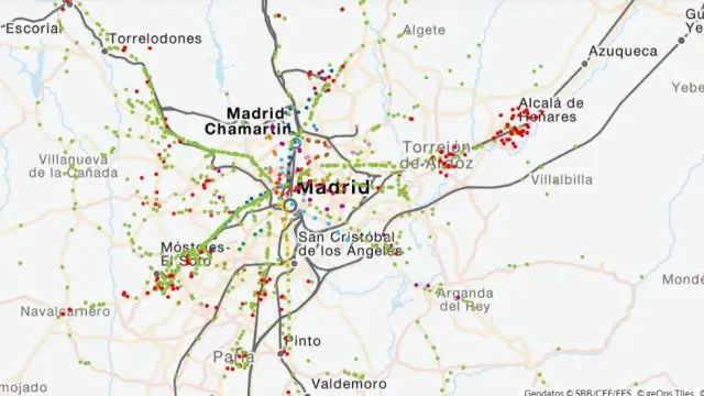 El mapa virtual para consultar en tiempo real el transporte público en Alcorcón