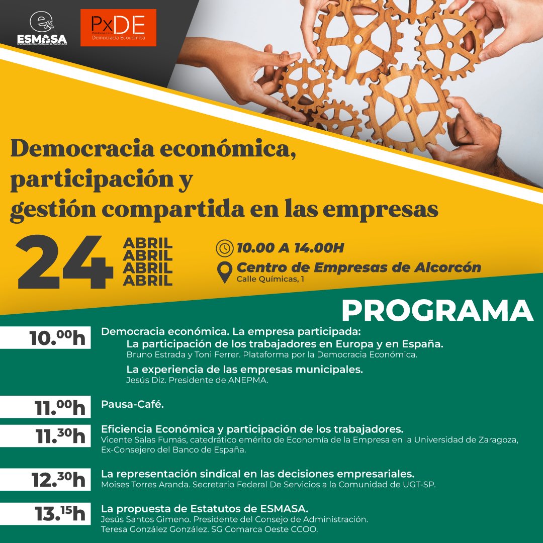 ESMASA y Plataforma por la Democracia Económica organizan una jornada en Alcorcón