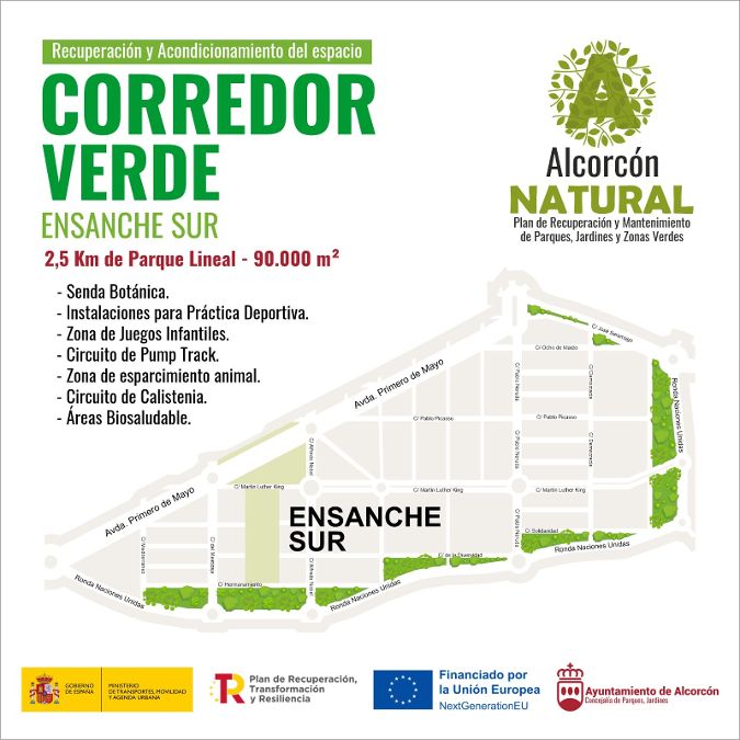 Así será el nuevo corredor verde del Ensanche Sur de Alcorcón