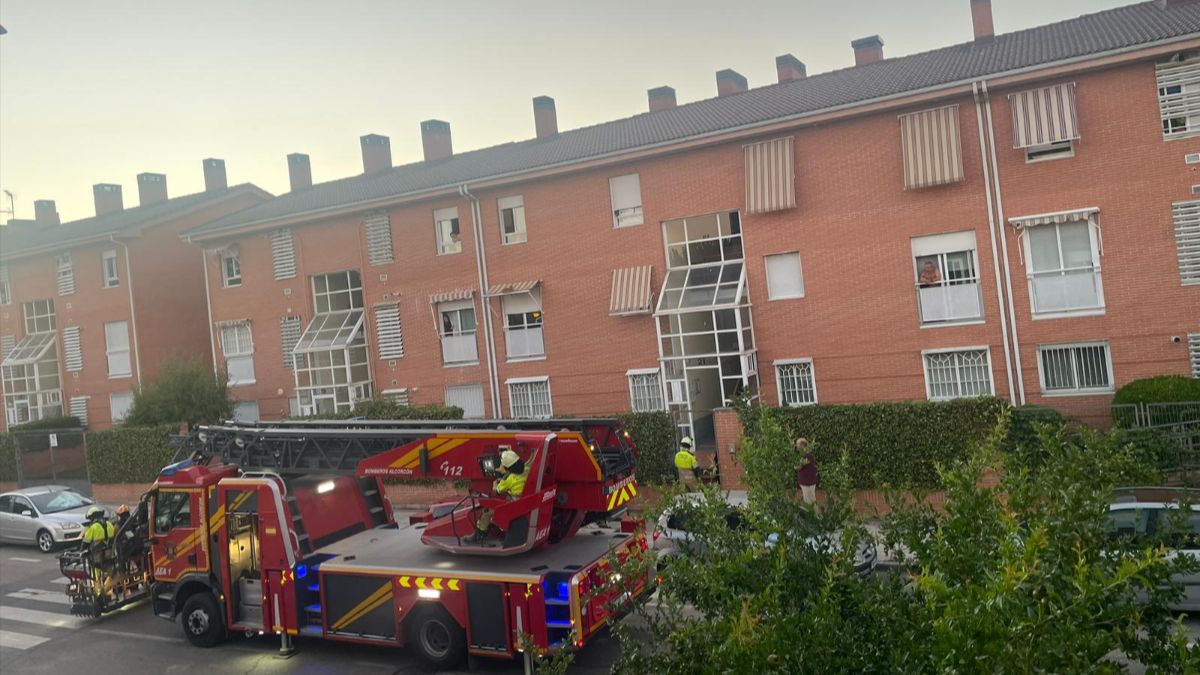 Los bomberos de Alcorcón rescatan a un gato atrapado en un toldo