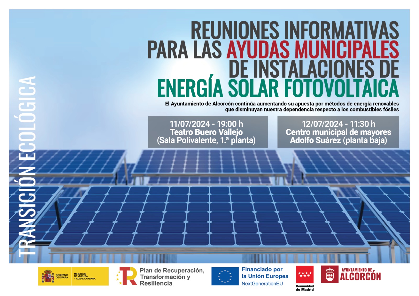 Reuniones informativas sobre las ayudas a instalaciones de energía solar en Alcorcón