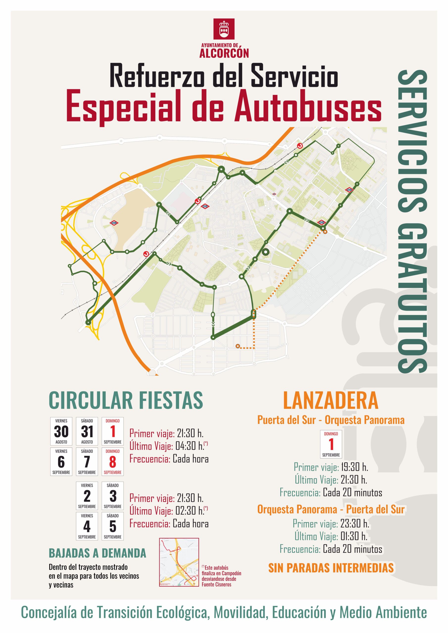 Movilidad pone a disposición un autobús gratuito y a demanda para las Fiestas de Alcorcón