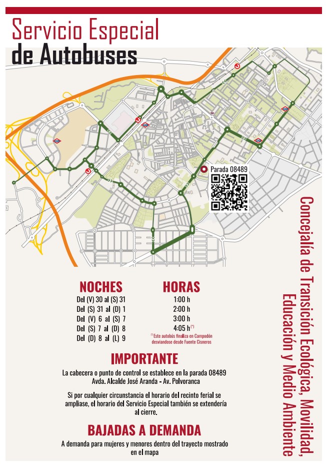 Así funcionará el servicio de autobuses nocturnos del CRTM durante las Fiestas de Alcorcón 2024