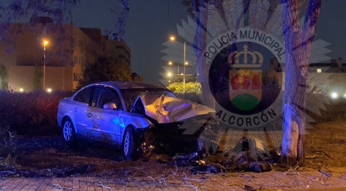 Aparatoso accidente con un vehículo involucrado durante las Fiestas de Alcorcón