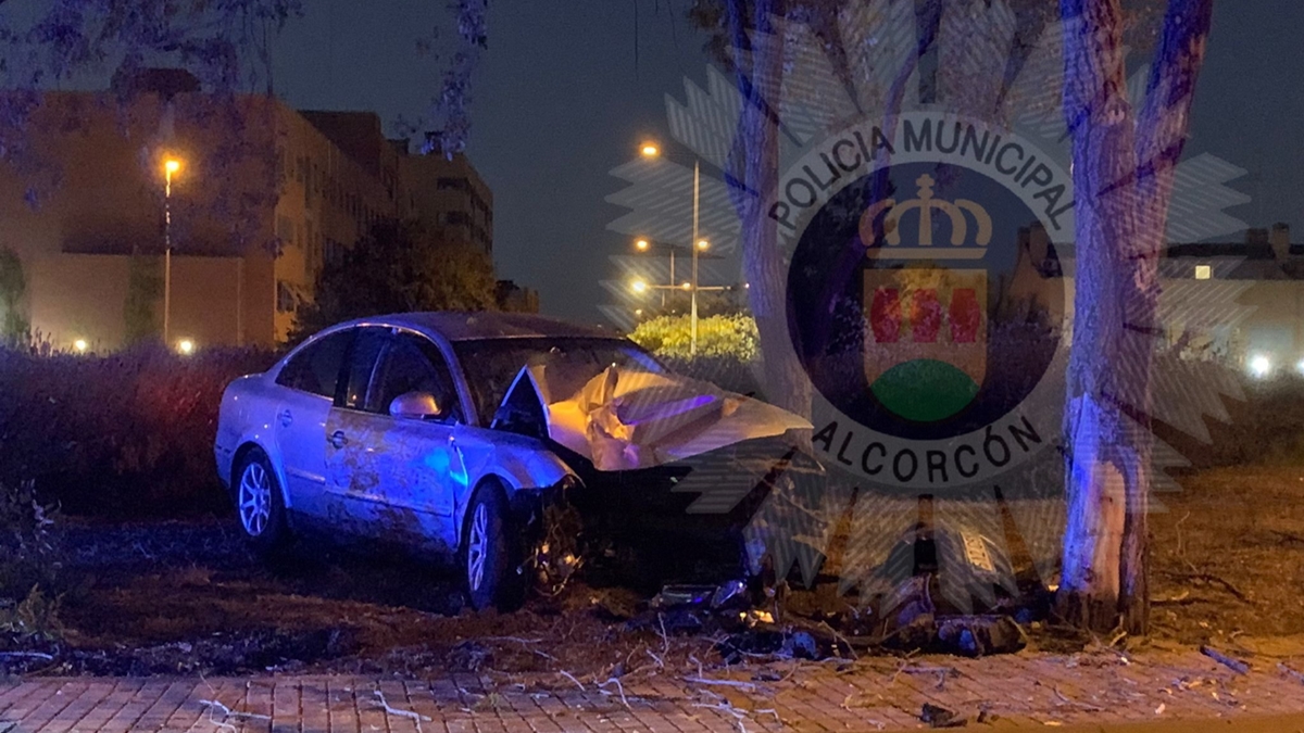 Aparatoso accidente con un vehículo involucrado durante las Fiestas de Alcorcón