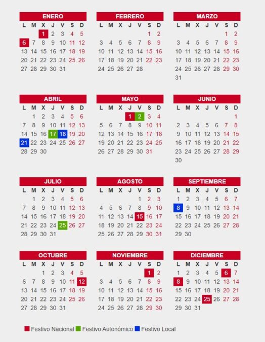 Así es el calendario laboral de 2025 con todos los festivos de Alcorcón