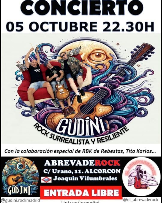 Concierto del rock de Gudini y varias colaboraciones especiales en el AbrevadeROCK de Alcorcón