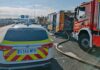 Grave accidente entre dos camiones con incendio en la M-50 dirección Alcorcón