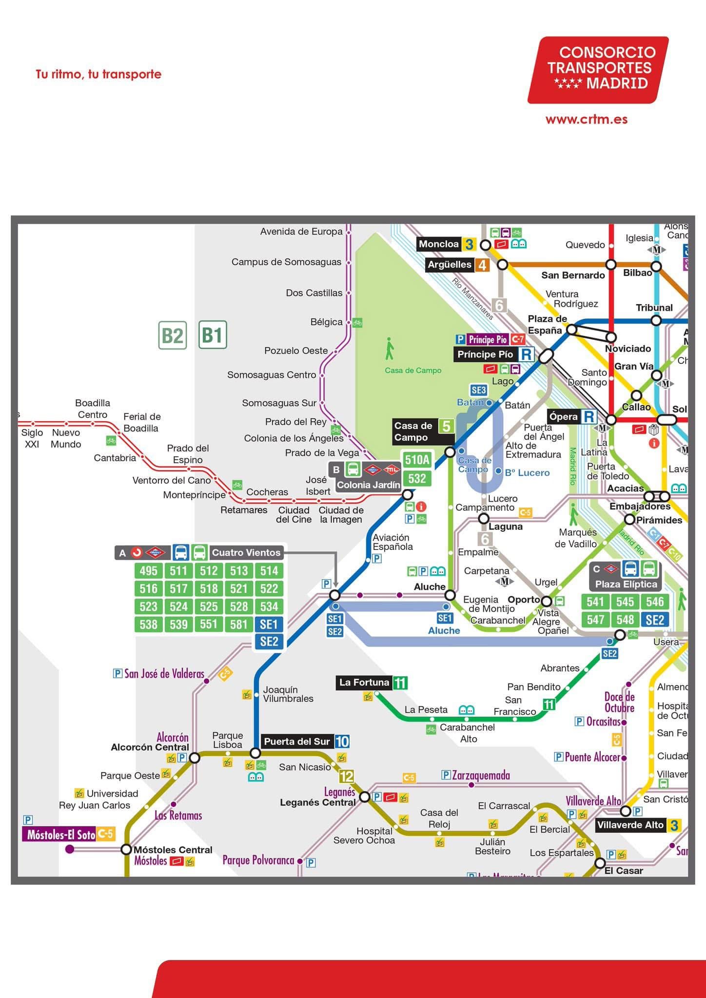 Así quedan las líneas de autobuses que llegan a Cuatro Vientos desde Alcorcón