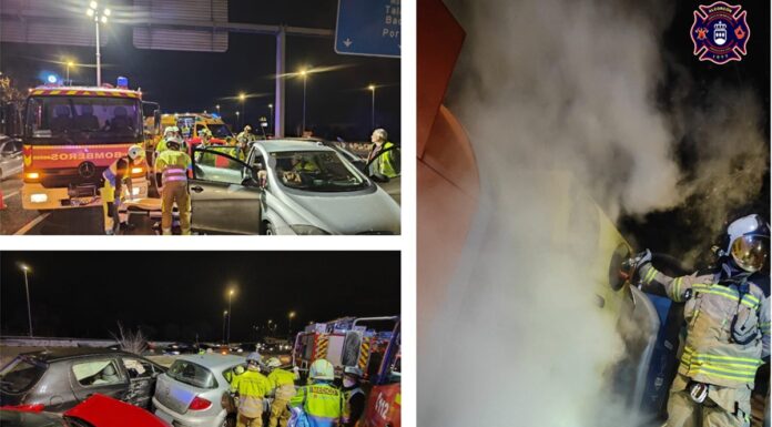 Cuatro incendios y un accidente de tráfico en Alcorcón durante una sola noche